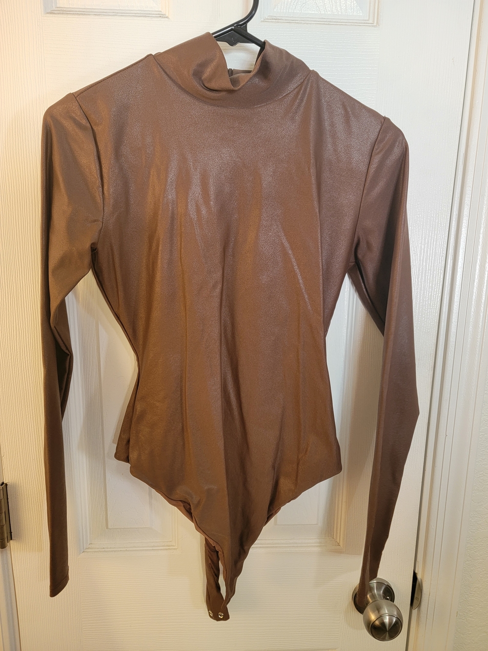 naked wardrobe Brown Mock Neck Long-Sleeve Bodysuit